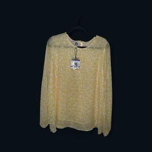 Anne Klein Yellow Floral Blouse